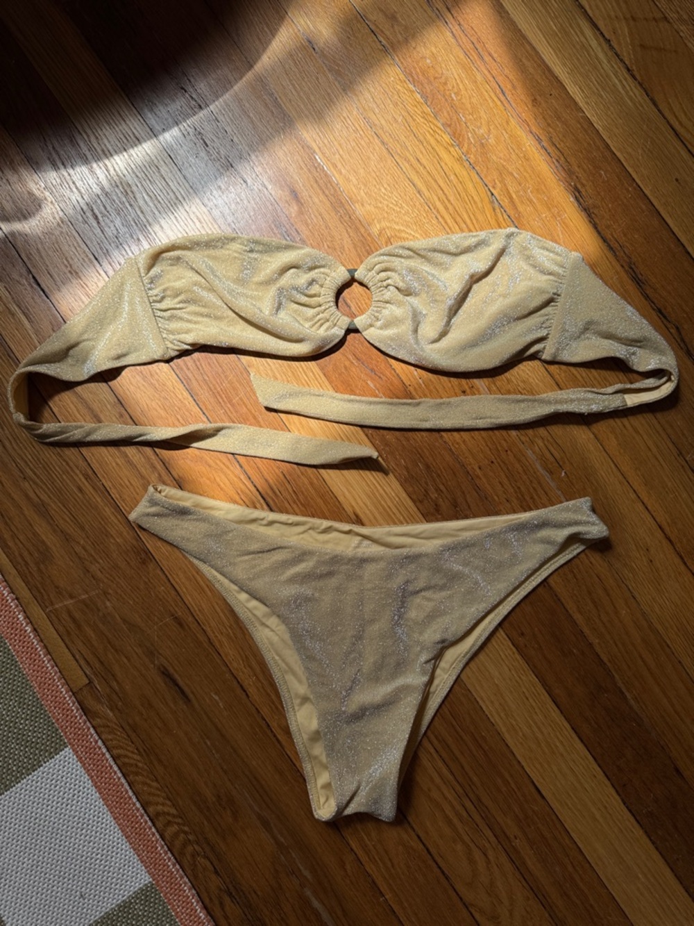 Monday Swimwear Metallic Gold Bikini Set